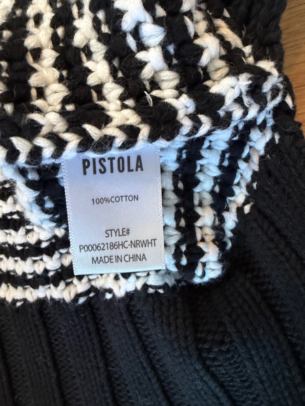 Pistola Black and White Sylvie Cotton Crew Neck Sweater Size XL - Picture 10 of 13